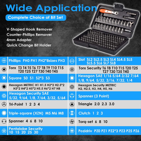 133In1 Mini Ratchet Wrench Screwdriver Bit Set with Magnetic Holder open box showing various bits and tools for tight spots use.