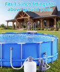 Above Ground Pool Inlet And Return Replacement Kit With Plunger Valve And 1.5 Inch Outlet Strainer connected to a blue pool