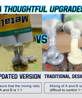 Comparison of Heavy Duty Metal Repair Glue Epoxy For High Heat Bonding, All Purpose Metal Epoxy Glue 3 Pack With Pusher, Spatula And Syringe, 1 To 1 Mix showing updated and traditional designs.