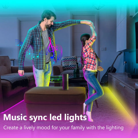 Five Volt LED Strip Lights 100 Feet Dope Color Changing With Music Sync Bluetooth Remote Control Built In Microphone App Control For Bedroom