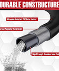 Pressure Washer Spray Gun And 32 Foot Hose Kit With Extension Wand And Five Nozzle Tips Beast Heavy Duty Attachment Compatible With Ford Husky Black Decker Pulsar Portland Powerwasher ShopForce TaskForce TaskMaster Sun Joe showing PVC hose with water flow.