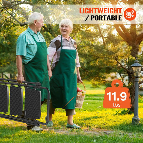 Couple carrying 2 Step Folding Ladder for Home and Shop, Lightweight Steel Construction with Hand Rail and Non Slip Wide Pedals