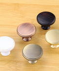 Two Pack Round Drawer Pulls In Red Bronze With Vintage Brushed Antique Copper Finish for cupboards and doors, metal with screws