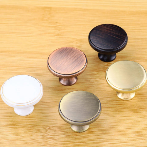 Two Pack Round Drawer Pulls In Red Bronze With Vintage Brushed Antique Copper Finish for cupboards and doors, metal with screws