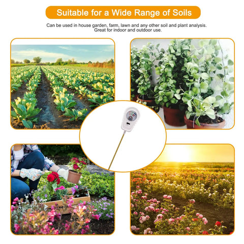 Three In One Soil Test Kit For Moisture PH And Fertility With Easy To Read Readouts displayed with garden and farm use