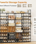 Extra Large 4 Row 10 Tiers Metal Shoe Rack Heavy Duty Organizer For Closet Entryway Garage Holds 72 To 80 Pairs Of Kicks Tall Stackable Shoe Shelf Black