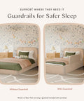 Upholstered Twin Or Full Bed Guard Rail In Chai Shearling, Water Repellent And Stain Resistant, GREENGUARD Gold Certified, Fits Nara