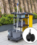 Solid 8 Pack 1.5 Inch Stem Swivel Casters Featuring Strong Locking Brakes For Silky Smooth Roll On utility cart with buckets.