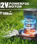 12V Cordless Grass Shear And Hedge Trimmer 2 In 1 Handheld Electric Shrub Cutter with visible internal motor mechanics