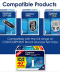 Next One Blood Sugar Monitoring System All In One Kit With Meter, 20 Test Strips, Lancing Device, Colored Lancets, Logbook, Carrying Case And Warranty Card For Diabetes Care, compatible glucose strip boxes