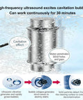 Heavy Duty 40kHz Ultrasonic Cleanser With Digital Screen And Drop Dead Simple One Button Auto Shut Off To Blast Grime From Jewelry Glasses Small Parts Plus Fresh Produce Wash in action showing cavitation effect.