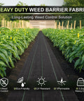 Heavy Duty Weed Barrier Landscape Fabric with Woven Geotextile Ground Cover for garden beds shown in use