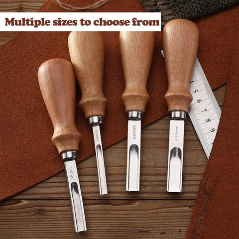 Pro Grade Leather Edge Trimming Bevel Tool Set Four Piece With French Bevel Knife Wide Mouth Edge Burnisher And Wooden Handle