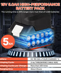 18V 5.0Ah high-performance battery pack for Straight Up Knockout Cordless Pro Press Copper Crimper Tool, showcasing advanced lithium technology.
