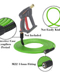 Pressure Washer Hose Replacement 3600 PSI 1 Quarter Inch By 25 Feet Flexible Power Washing Extension for M22 fittings
