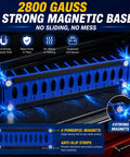 Low Profile 24 Slot Pliers Organizer Rack With Magnetic Base For Toolbox Drawers 2 Pack in blue showing strong magnetic hold.