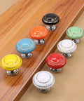 Totally Groovy Blue Mushroom Ceramic Cabinet Knobs, 6 Pack of Glossy Round Drawer Pulls for Dresser and Wardrobe, 1.38 Inch Diameter, Smooth Polish, 3 Screw Sizes Included, Home Makeover Essential