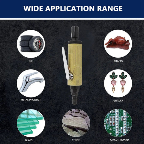 Heavy Duty Straight Pneumatic Die Grinder Built Tough With Machined Steel Core shop ready for diverse applications in metal, glass, and stone.