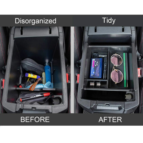 Before and after using Center Console Organizer For Toyota 4Runner And Kia Telluride 2010 To 2024 Fits Across Models ABS Tray