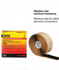 Rubber Mastic Heavy Duty Electrical Tape 2228, Conformable 1 Inch By 10 Feet, Black, Self Fusing Insulation Tape for primary electrical insulation and moisture sealing