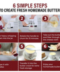 Instructions for using Hand Crank Butter Churner Mason Jar With Ceramic Crocks And Super Easy Old Fashioned Creamery Kit.