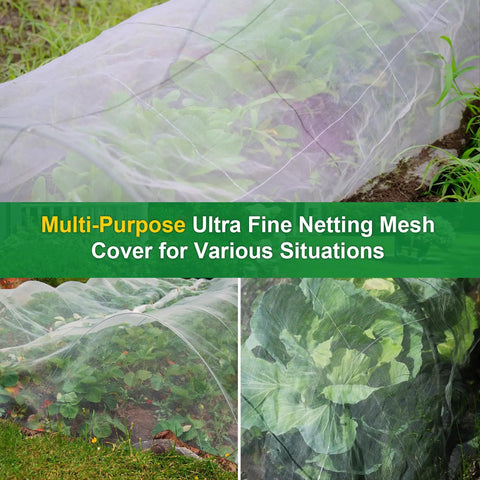 Ultra Fine Garden Netting 2 Pack 10x33Ft Insect Barrier For Veggies Fruits Blueberries Flowers Crops Raised Beds Pest Proof