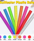 32 Pack Clear Plastic Rulers 12 Inch Bulk For Classroom Use With Inches And Centimeters Transparent Assorted Color Rulers Great Back To School Must Haves For Students And Teachers, displayed in multiple colors on a white background.