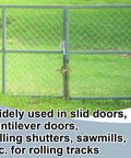 4 Pack 5 Inch Sliding Gate Rollers Kit With Galvanized Steel Pipe Track For 1 And 5 Eighths Inch Gate Track Fence Hardware installed