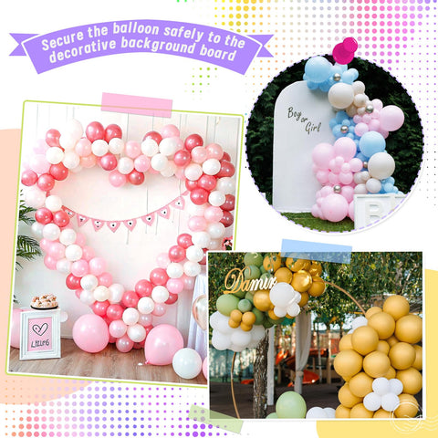 Transparent Balloon Arch Clips Kit For DIY Garlands And Arches Includes 20 Clips And 100 Long Balloons on heart backdrop
