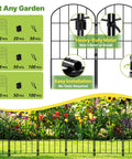 19 Pack Decorative Garden Fence Panels Set With No Dig Install 24 Inch High Outdoor Border Fencing Rust Proof Metal Wire