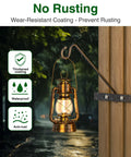 Heavy Duty Deck Hook Railing Bird Feeder Hanger With Rustproof Coating For Flower Baskets And Outdoor Patio Decor Built Like A Tank With Zero Drill Install Holds Twenty Two Pounds No Sweat Setup, holding a lantern.