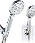 High Pressure 6 Setting Luxury Handheld Shower Head With Extra Long 6 Foot Stainless Steel Hose Anti Clog Jets And Anti Slip Grip
