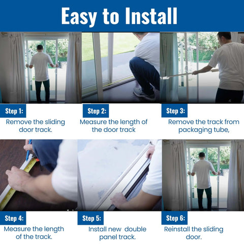 Steps to install Durable Vinyl Sliding Door Track for Double Panel 72 Inch Replacement Bottom Track Compatible with Most Patio Doors