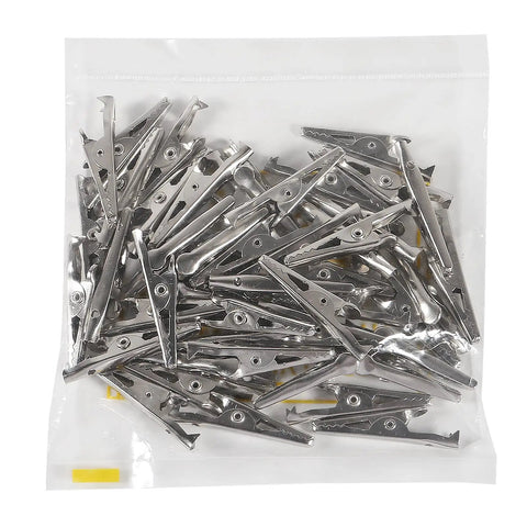 50 Pack 28mm Metal Alligator Clips For Lab And Battery Testing, 1.1 Inch Crocodile Clip Clamps in clear bag