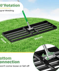 Extra Wide Lawn Leveler Rake With Heavy Duty Yard Leveling Tool 48 By 10 Inch Adjustable Steel Extendable Handle Ideal For Garden Golf Lawn And Farm Smooths Soil Removes Stones Fixes Slopes shown in grassy field with rotation feature detail