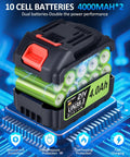 Close-up of a dual 4.0Ah battery pack for Cordless Leaf Blower With Dual 4.0Ah Batteries And Charger Lightweight Handheld 21V Electric Blower
