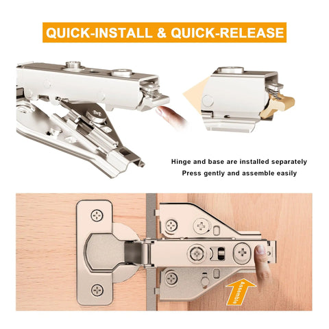 2 Pack Pro Grade Full Overlay Soft Close Cabinet Hinges 3D Adjustment Concealed Clip On Self Closing Hinges for installation