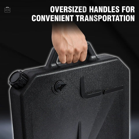 Close-up of oversized handle on 10 Quart ABS Oil Drain Pan With Spout Low Profile Catch Basin for Harley models