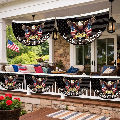 250 Year Freedom Anniversary Patriotic Eagle Bunting Flag 1776 2026 Commemorative, outdoor porch decor.