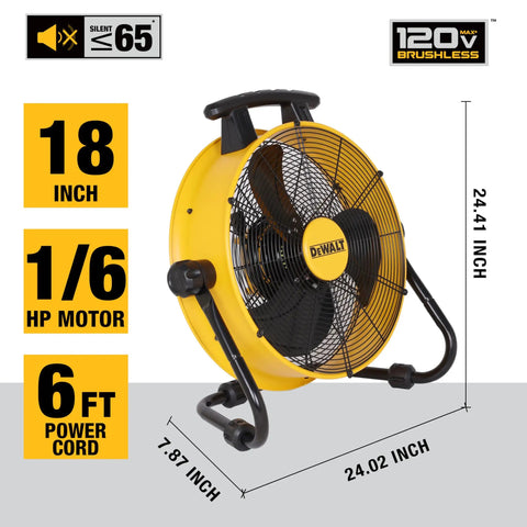 18 Inch High Velocity Floor Fan With 3 Speed Settings Heavy Duty Air Circulator 180 Degree Tilt Large Electric Metal Drum Fan Yellow