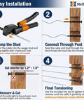 Invisible Black Cable Railing Kit For Modern Posts, One Eighth Inch Stainless Steel T317 With Black Oxide Finish, Twenty Pack Hidden Receiver And Swage Stud Ends For Wood Or Metal Posts, Deck And Stair Hardware, Dope Concealed Look. Installation steps for black cable railing kit on wood posts.