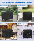 Outdoor Ottoman Cover 26W By 26D By 18H Square Coffee Table Waterproof All Weather Protection For Patio Furniture Black
