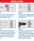 Installation steps for Heavy Duty Master Toggle Bolts Kit showing drilling, inserting, and securing in wall.