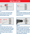 Installation steps for Heavy Duty Toggle Bolt Strap Anchors Kit with 20 zinc plated straps and 20 steel threaded studs instructions.