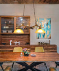 Rustic Retro Two Light Chandelier With Hand Dyed Resin Antlers On Frosted Glass Bowl For Kitchen Dining Room Farmhouse Restaurant