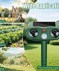 Motion Activated Outdoor Animal Repellent 2 Pack For Deer Raccoons Cats Squirrels With 110 Degree PIR Sensor To Guard Your Garden And Plants From Intruders And Nuisance Wildlife. Solar-powered outdoor repeller for garden, orchard, farm, and camping