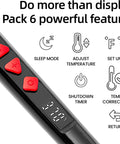 Close-up of black handle with red buttons showing LED and features of 60W 120V Soldering Iron Kit With Digital LED Display 5 In 1.