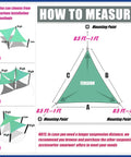 Measurement guide for installing Beige Triangle Sun Shade Sail Canopy 10 By 10 By 14.1 Feet Water Permeable UV Blocking