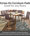 8 Pack 1 Inch Screw On Chair Sliders Floor Protectors For All Surfaces, dining set on varied flooring types.