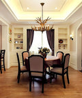 Dining room with Six Light Rustic Antler Chandelier with Resin Deer Horns Brown Finish E12 Base Ideal For Living Room Bedroom